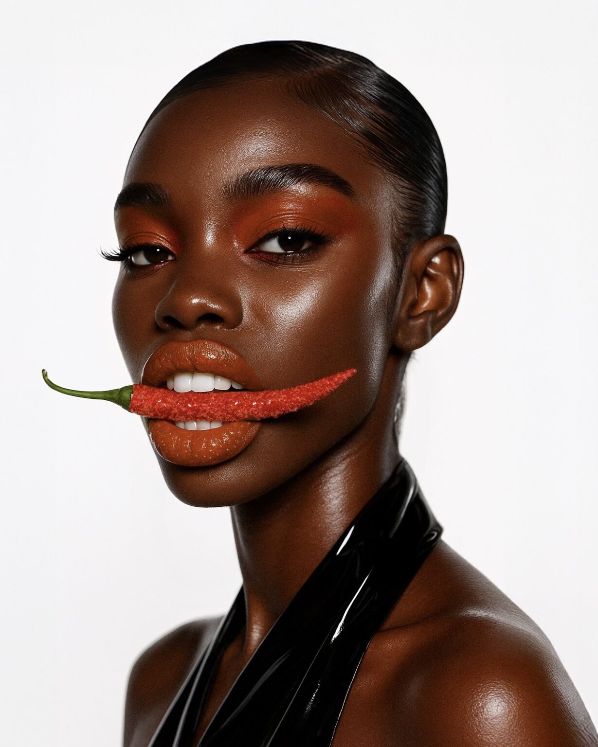 Editorial de maquillaje creada con inteligencia artificial por Manoroz en Colombia.